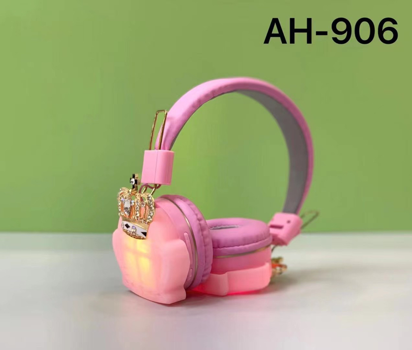 New Headset Glowing Bluetooth Headset Ah-906 Flash Silicone Crown Wireless Stereo Earphone