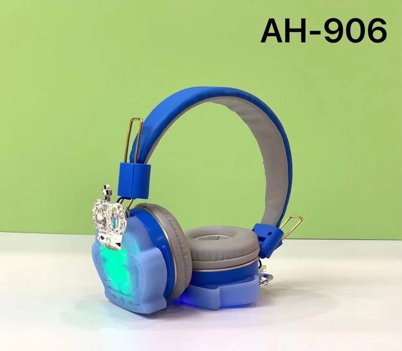 New Headset Glowing Bluetooth Headset Ah-906 Flash Silicone Crown Wireless Stereo Earphone
