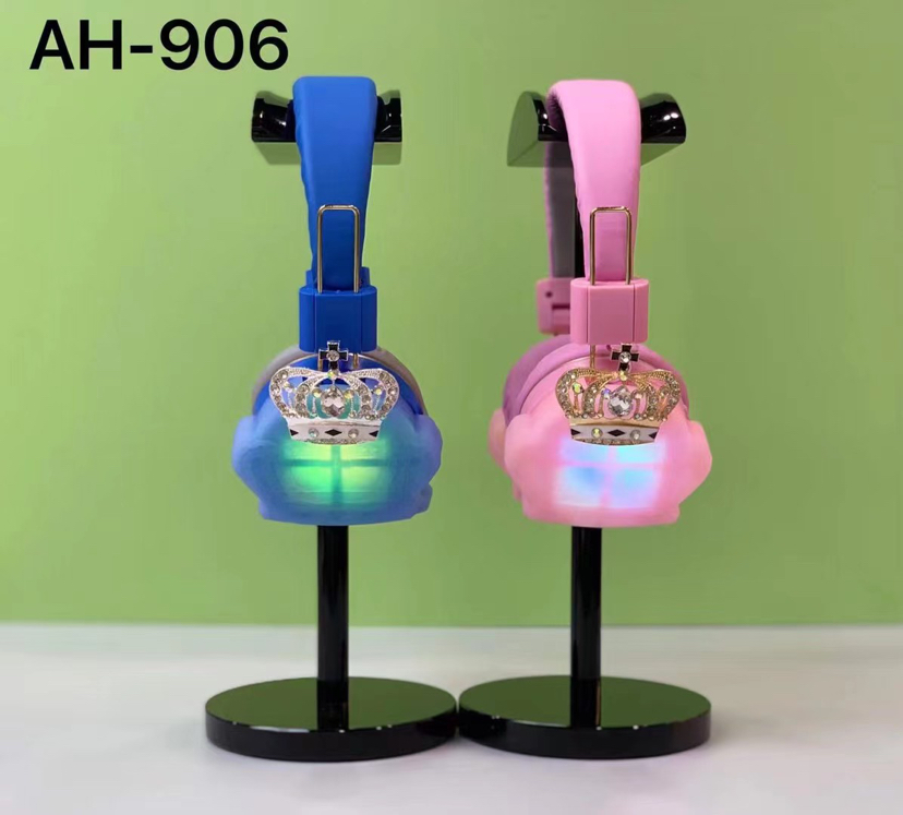 New Headset Glowing Bluetooth Headset Ah-906 Flash Silicone Crown Wireless Stereo Earphone