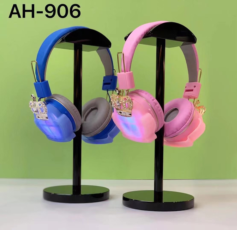New Headset Glowing Bluetooth Headset Ah-906 Flash Silicone Crown Wireless Stereo Earphone