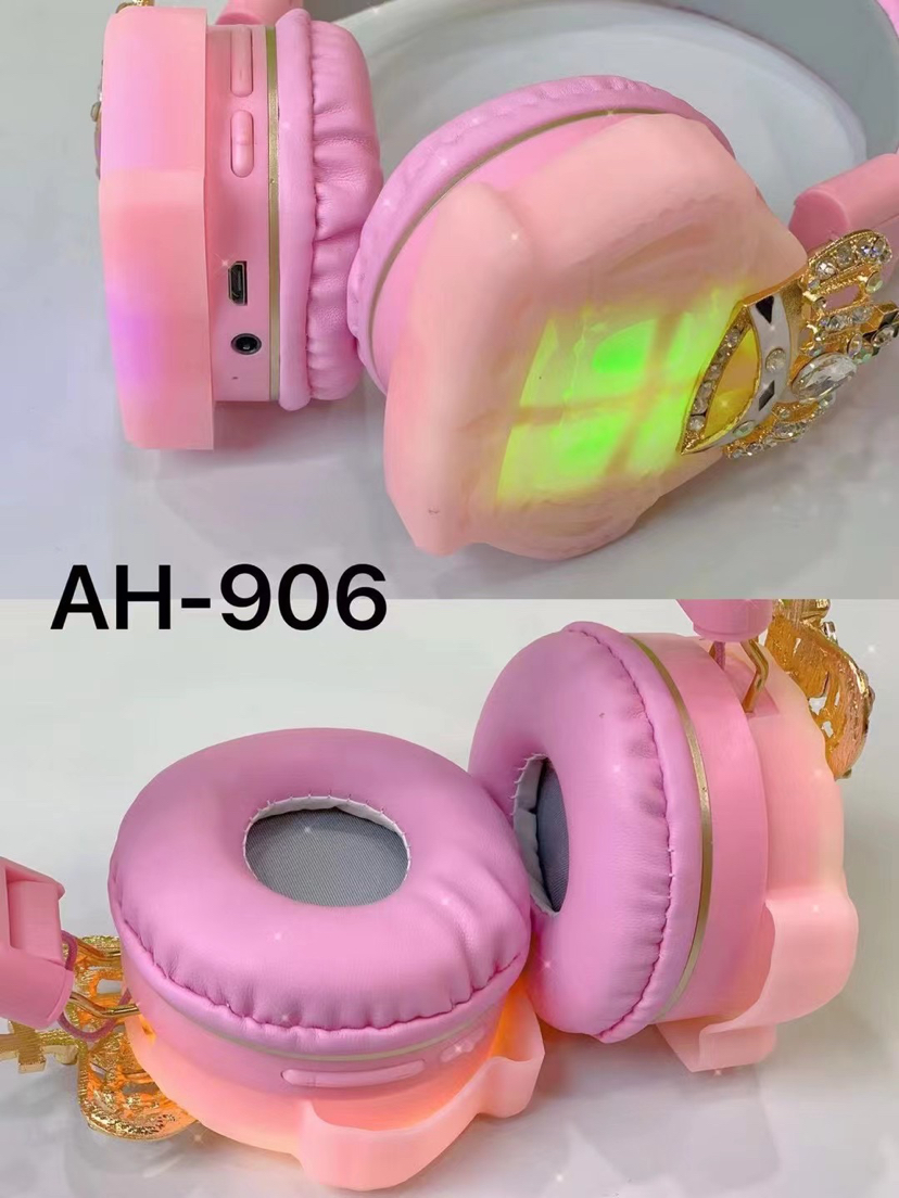 New Headset Glowing Bluetooth Headset Ah-906 Flash Silicone Crown Wireless Stereo Earphone