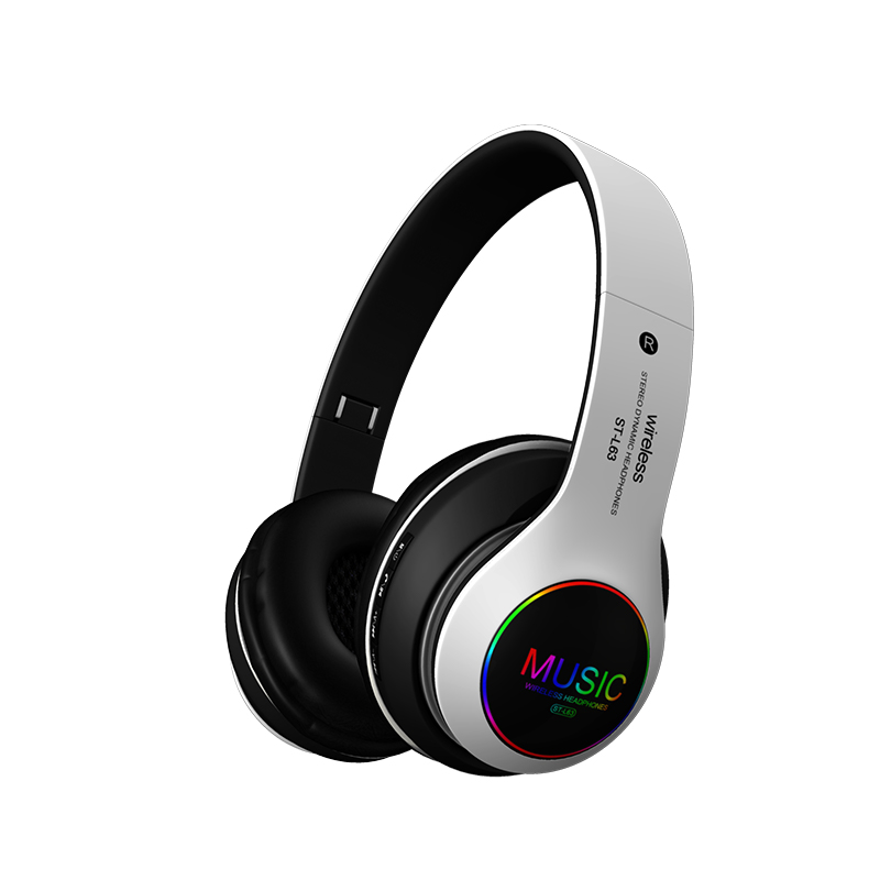 DODGE New Design LED light Headset Hi-Fi Stereo Wireless Bluetooth Headphone Bluetooth sports  Can play TF memory card