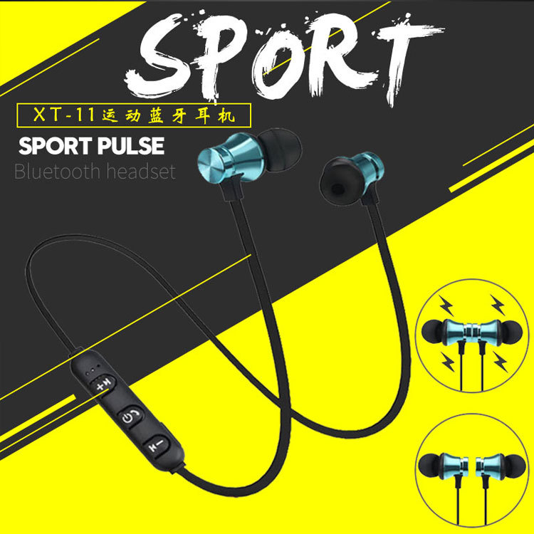 XT11 Magnetic Bluetooth Headset Sports in-Ear Neck Wireless Bluetooth Headset Binaural Cross-Border Gift Wholesale