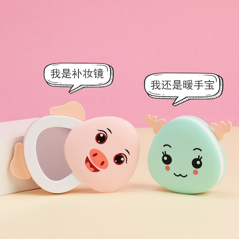 USB Charging Multifunctional Mini Hand Warmer Makeup Mirror Electric Heater Winter Gift Cartoon Self-Heating Heating Pad