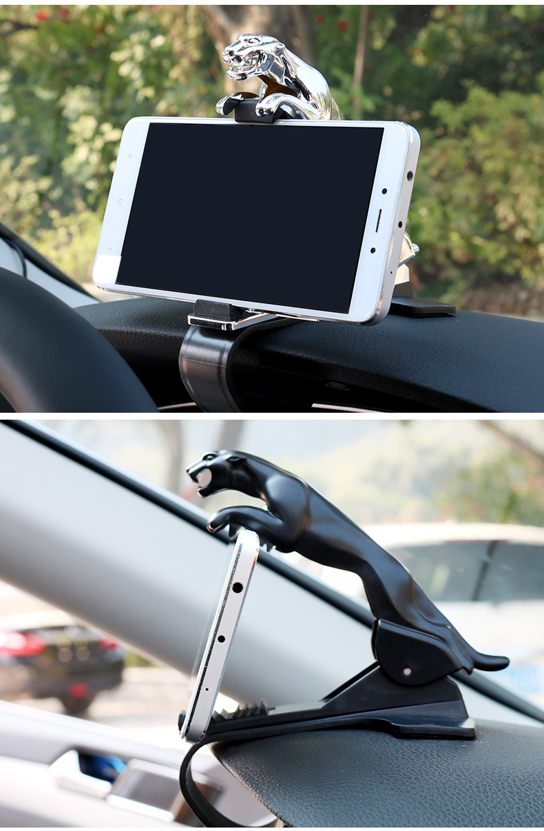 Same Type as TikTok Car Leopard Car Bracket Decoration Instrument Panel Navigation Clip Rotary Mobile Phone Bracket