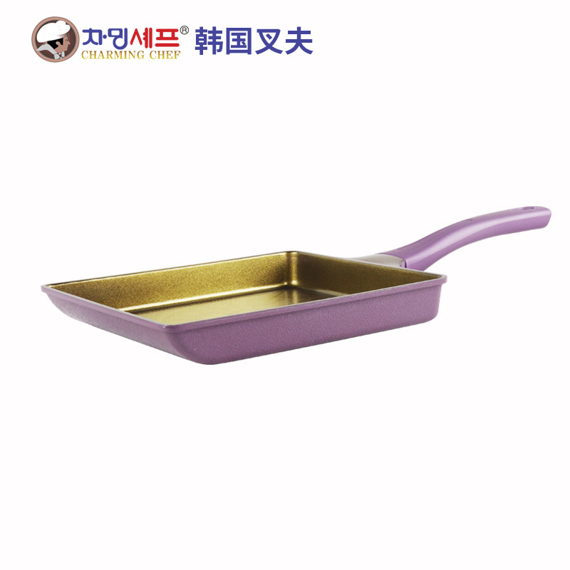 Korean Imported Fork Gold Ceramic Egg Roll Frying Pan Household Induction Cooker Universal Tamagoyaki Flat Non-Stick Pan