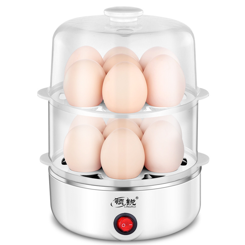 Lingrui Multi-Functional Egg Boiler Mini Egg Steamer Automatic Power off Household Stainless Steel Egg Cooker