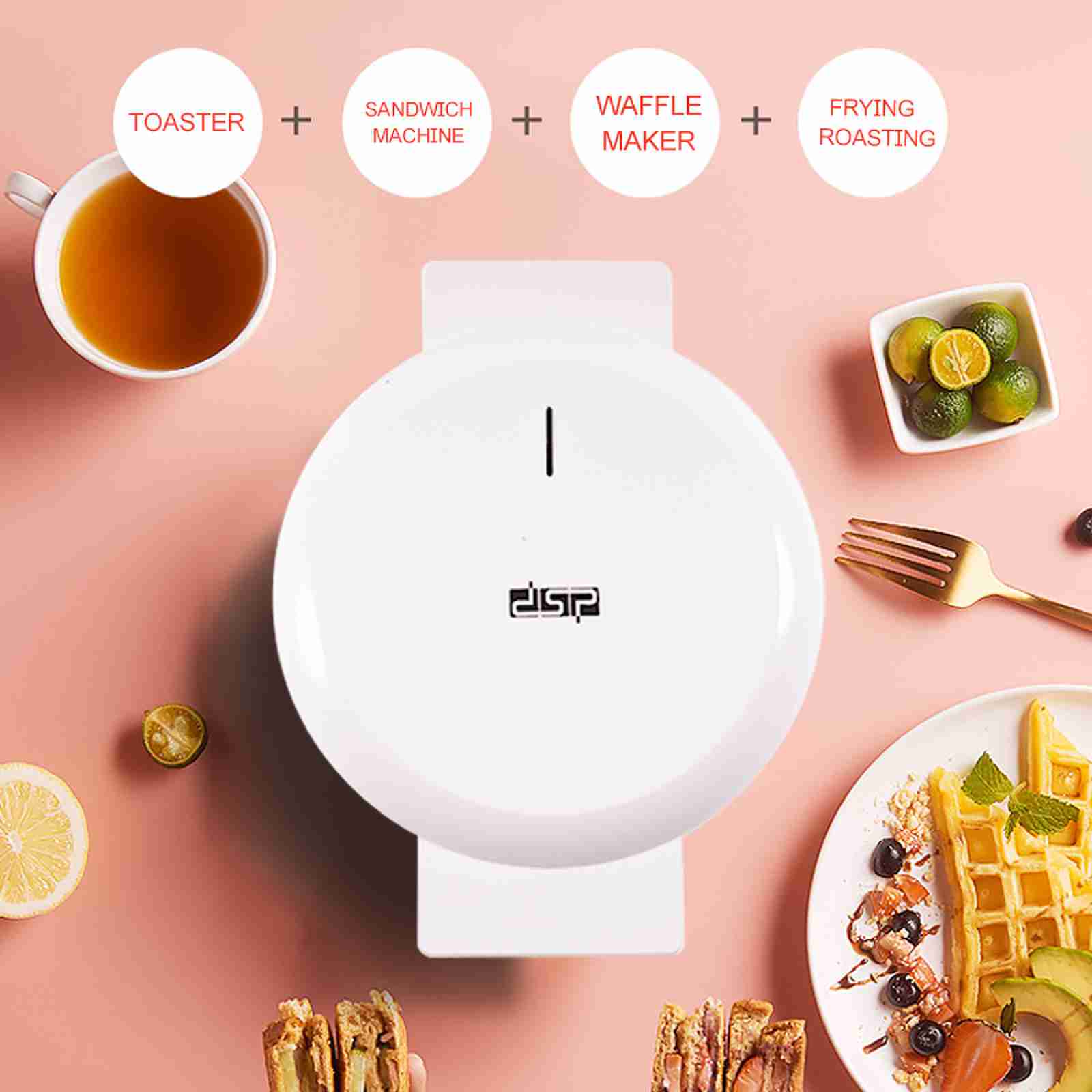 DSP Dansong Home Bread Maker Waffle Maker Mini Breakfast Maker