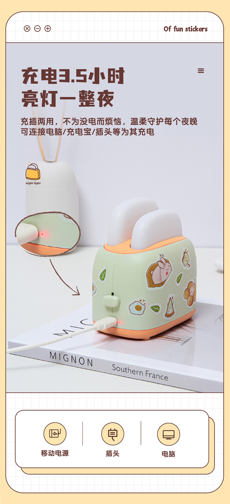 Bread Maker Small Night Lamp Cartoon Mini Led Small Table Lamp USB Charging Desk Bedside Eye Protection Learning Light Bread Maker Small Night Lamp Cartoon Mini Led Small Table Lamp USB Charging Desk Bedside Eye Protection Learning Light