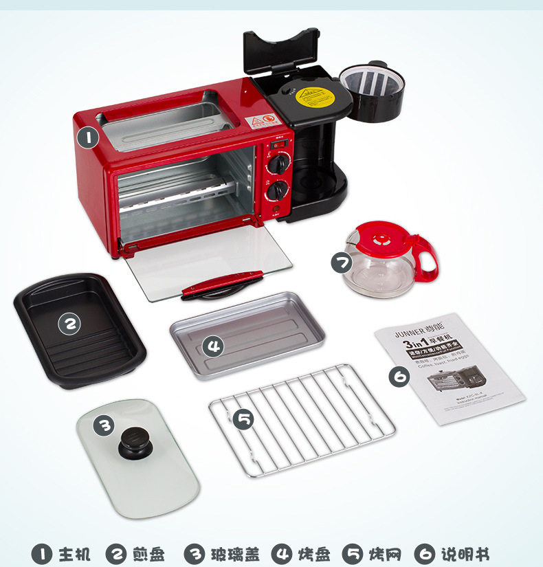 Household Multi-Functional Triple Breakfast Machine Mini Electric Oven Coffee Machine Sandwich Bread Maker Toaster Gift Household Multi-Functional Triple Breakfast Machine Mini Electric Oven Coffee Machine Sandwich Bread Maker Toaster Gift