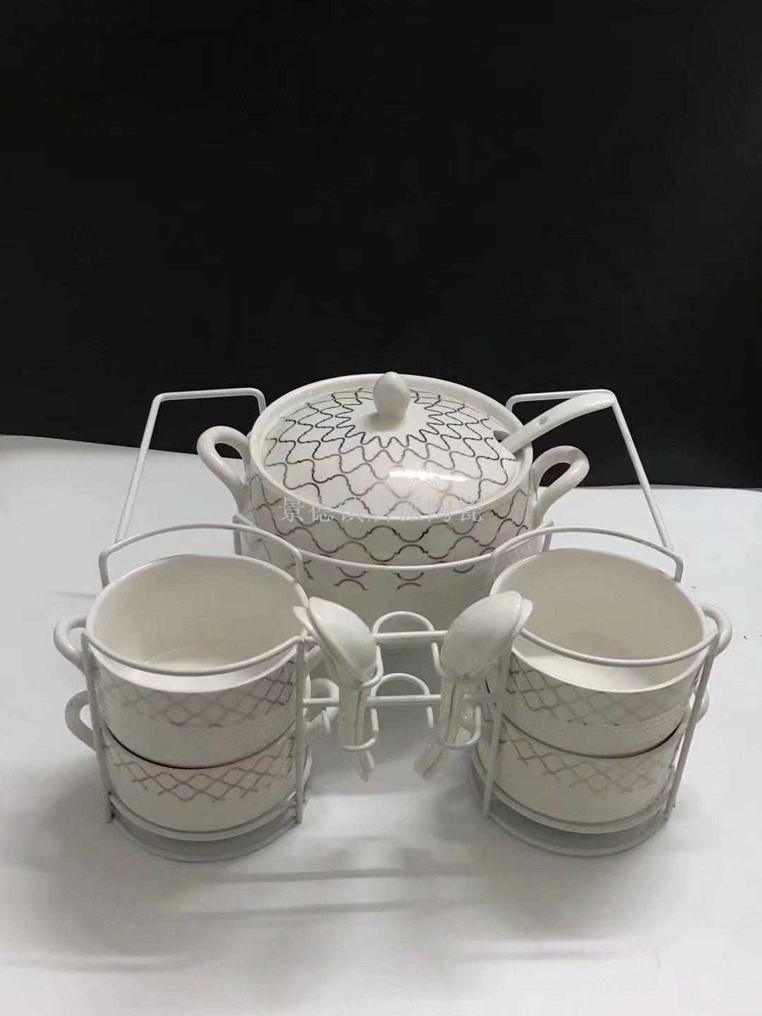 Jingdezhen ceramic soup pot ceramic bowl ceramic double ear pot rice noodle pot heat-resistant  king kong pot health pot