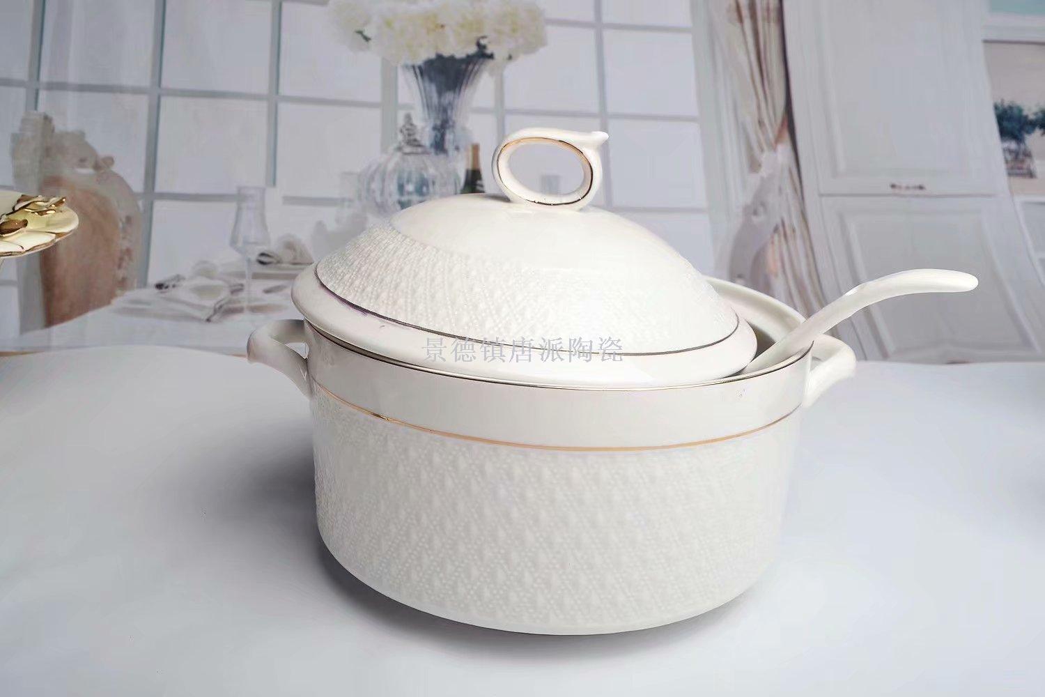 Jingdezhen ceramic soup pot ceramic bowl ceramic double ear pot rice noodle pot heat-resistant pot  health pot