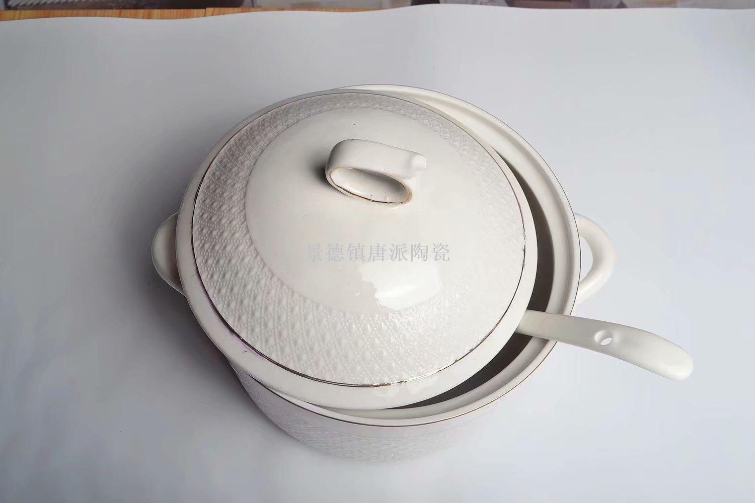 Jingdezhen ceramic soup pot ceramic bowl ceramic double ear pot rice noodle pot heat-resistant pot  health pot