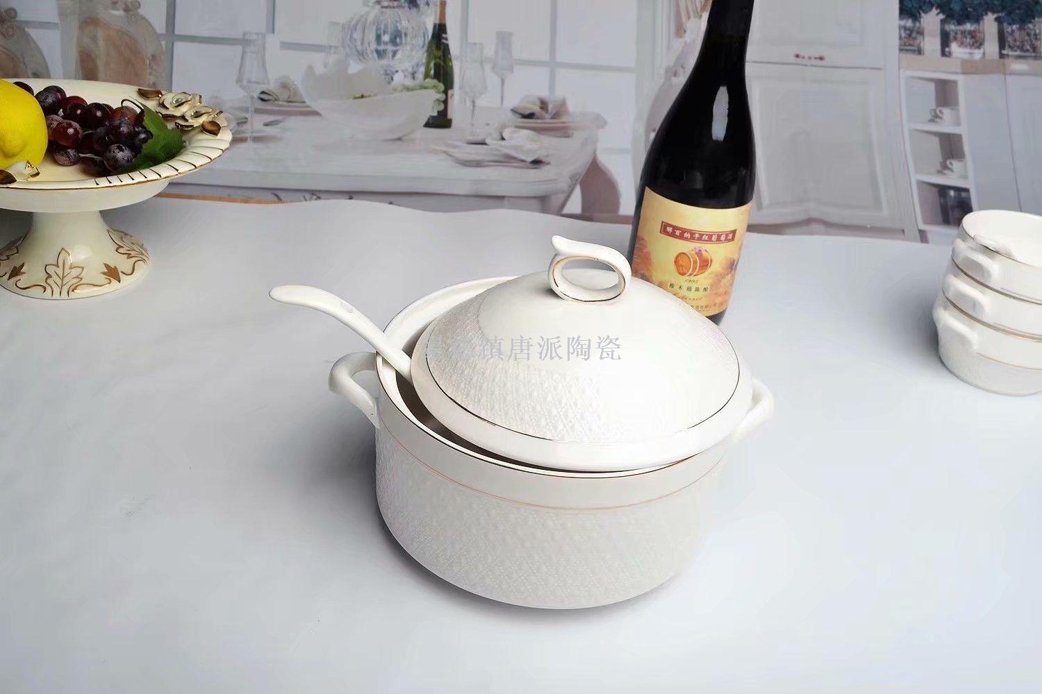 Jingdezhen ceramic soup pot ceramic bowl ceramic double ear pot rice noodle pot heat-resistant  king kong pot health pot