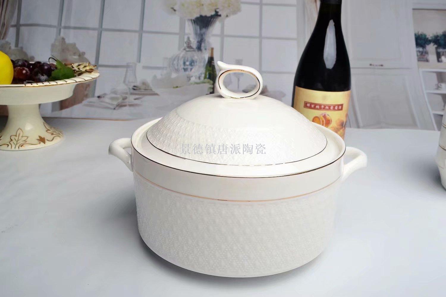 Jingdezhen ceramic soup pot ceramic bowl ceramic double ear pot rice noodle pot heat-resistant  king kong pot health pot