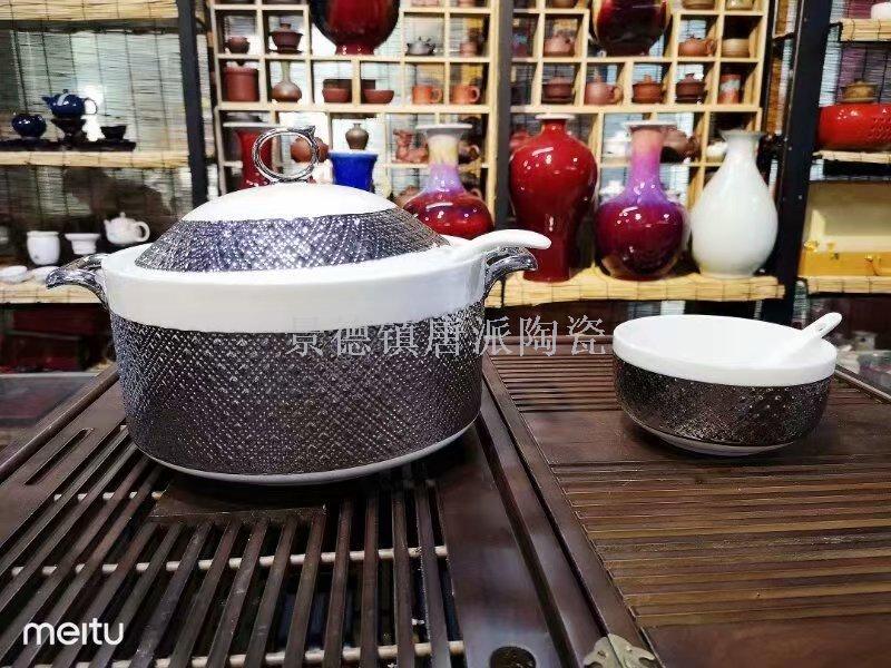 Jingdezhen ceramic soup pot ceramic bowl ceramic double ear pot rice noodle pot heat-resistant king kong pot health pot