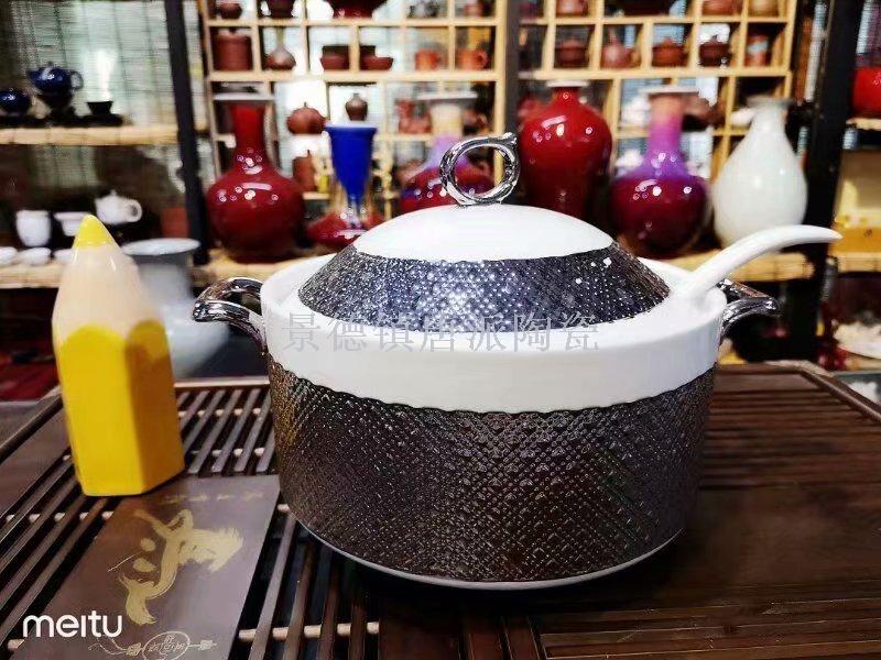 Jingdezhen ceramic soup pot ceramic bowl ceramic double ear pot rice noodle pot heat-resistant king kong pot health pot