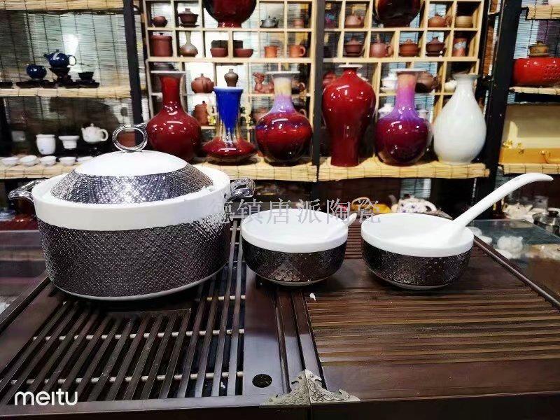 Jingdezhen ceramic soup pot ceramic bowl ceramic double ear pot rice noodle pot heat-resistant king kong pot health pot