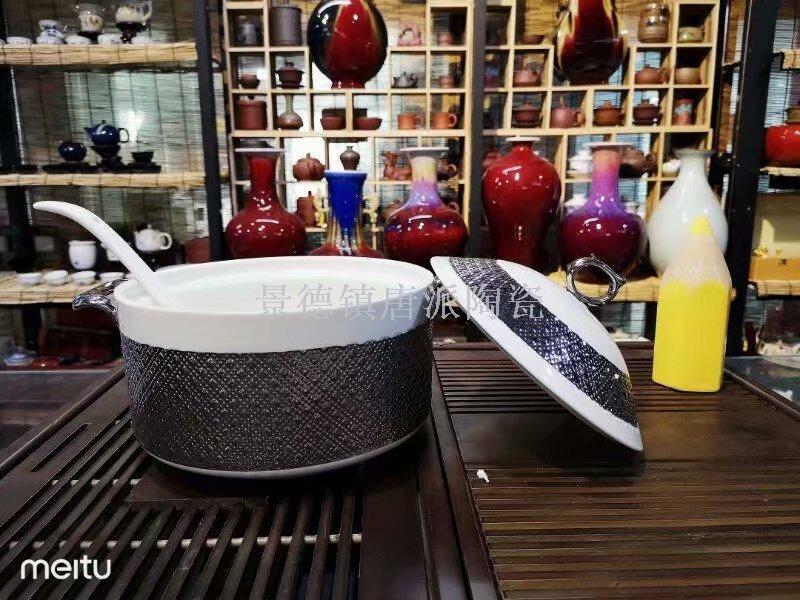 Jingdezhen ceramic soup pot ceramic bowl ceramic double ear pot rice noodle pot heat-resistant king kong pot health pot