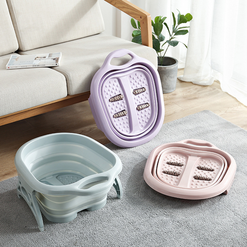 Folding Foot Tub Massage Foot Bath Bucket New Style with Roller Foot Basin Portable