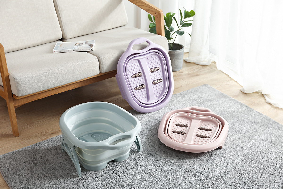 Folding Foot Tub Massage Foot Bath Bucket New Style with Roller Foot Basin Portable