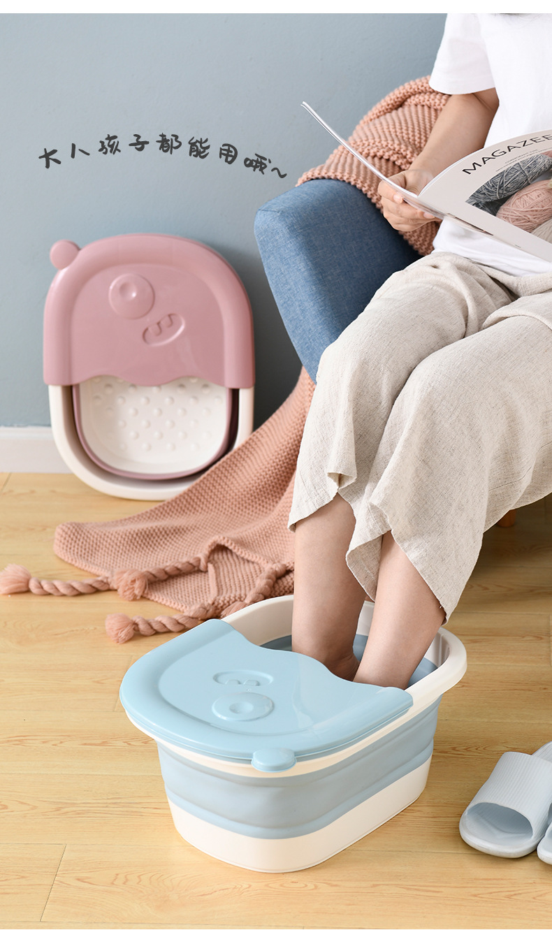 Foldable Children Foot Bath Barrel Plastic Foot Tub Creative Massage Foot Barrel Portable Home Feet-Washing Basin