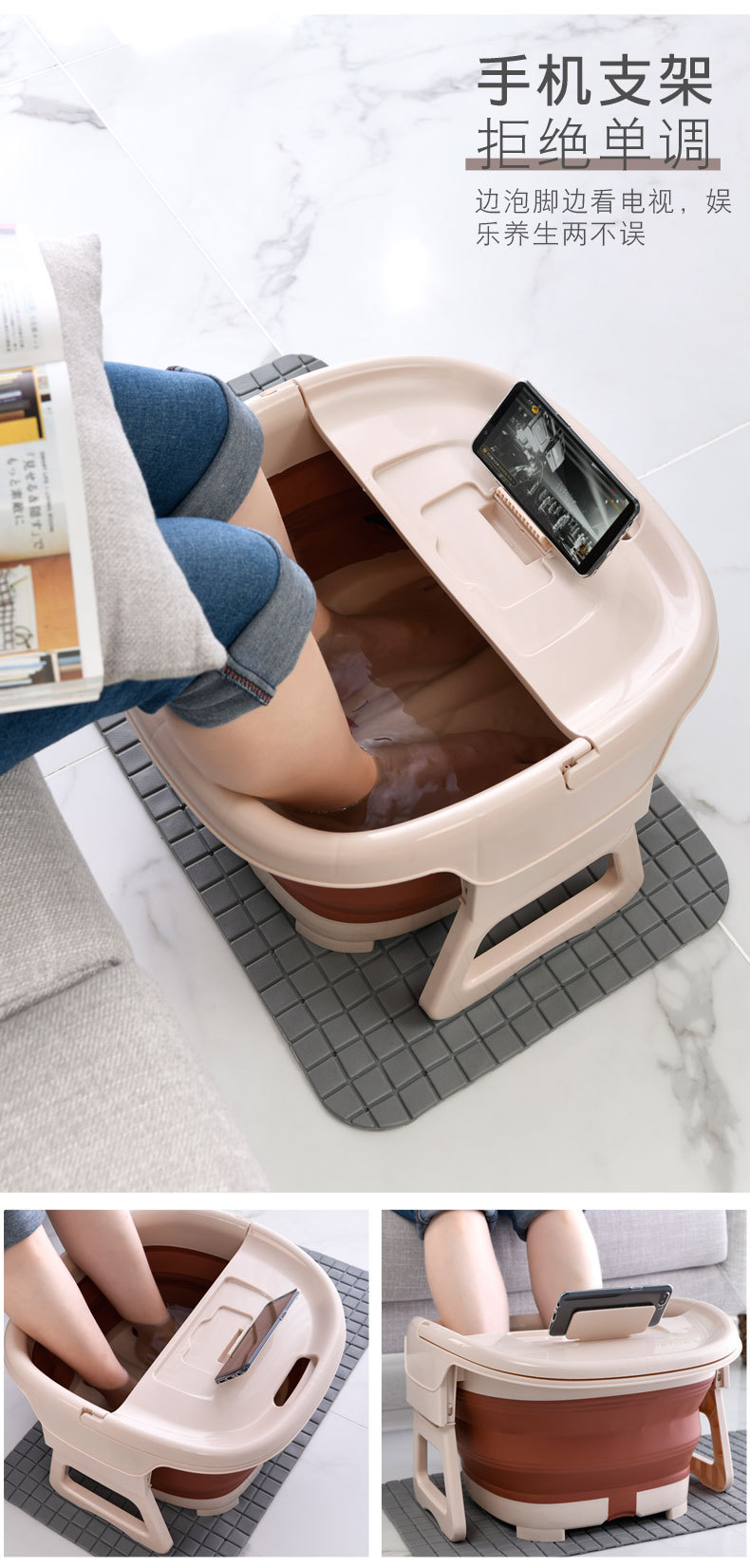 Folding blister foot tub plastic foot tub massage foot bath tub add height and thicken for portable storage Folding blister foot tub plastic foot tub massage foot bath tub add height and thicken for portable storage