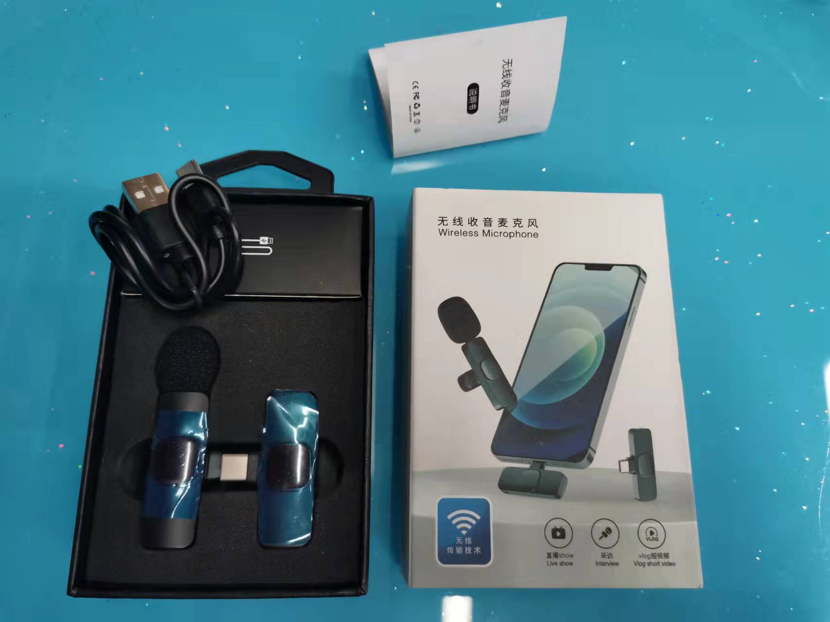 Collar Clip Microphone Mobile Live Streaming Radio Noise Reduction Microphone Wireless Collar Clip Microphone