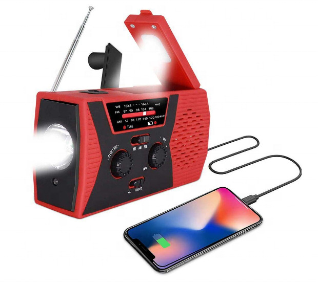 Amazon Hot Selling Portable Solar Hand Charging Emergency Radio with Flashlight Reading Light