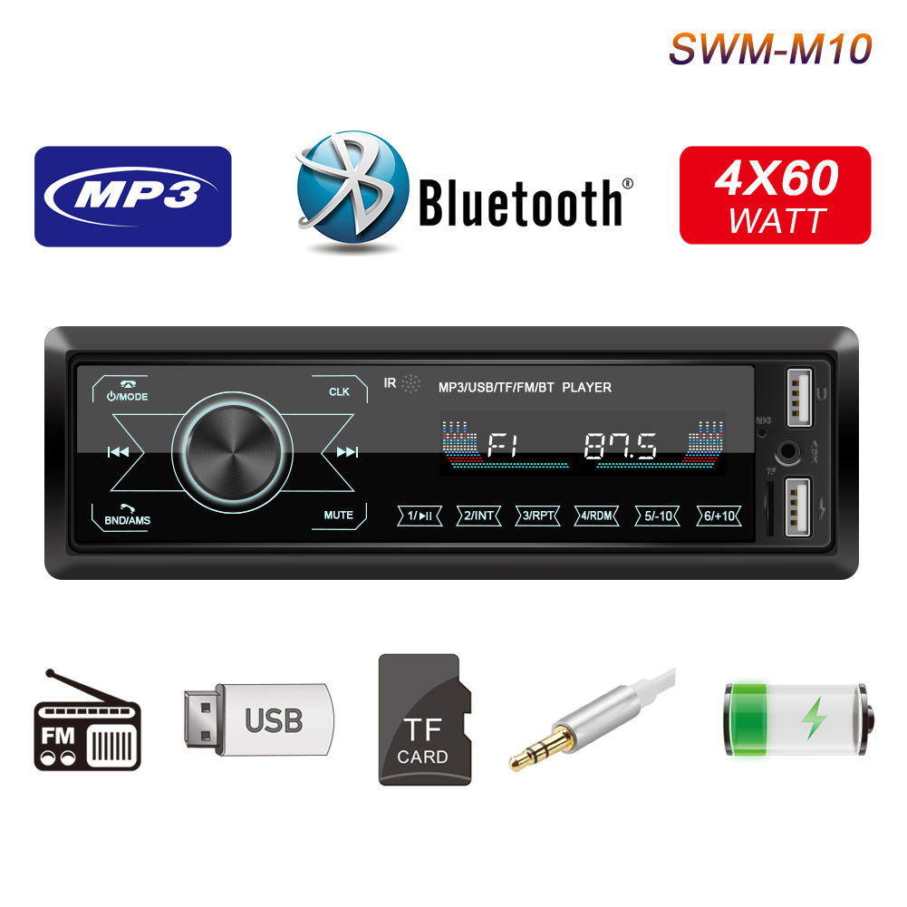 Cross-Border Hot Selling New M10 Touch Screen Dual USB Vehicular Bluetooth MP3 Player Colorful Card Radio Host
