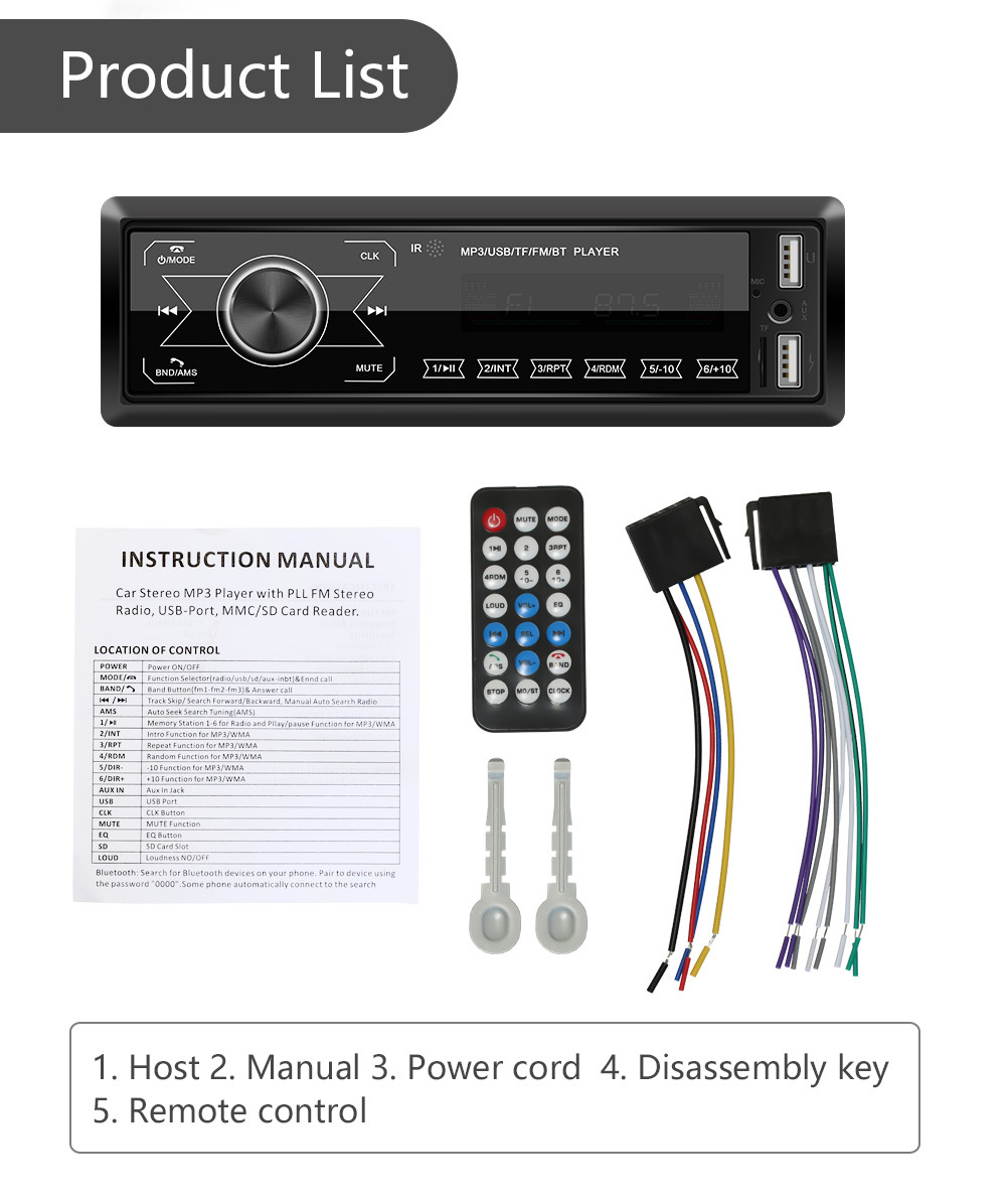 Cross-Border Hot Selling New M10 Touch Screen Dual USB Vehicular Bluetooth MP3 Player Colorful Card Radio Host