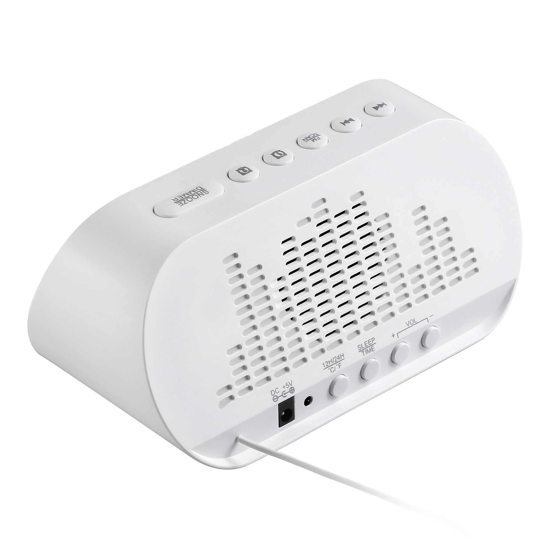 Amazon Hot Sale Dual USB Rechargeable Alarm Clock Smart Wireless Radio LCD Perpetual Calendar Temperature Clock Radio