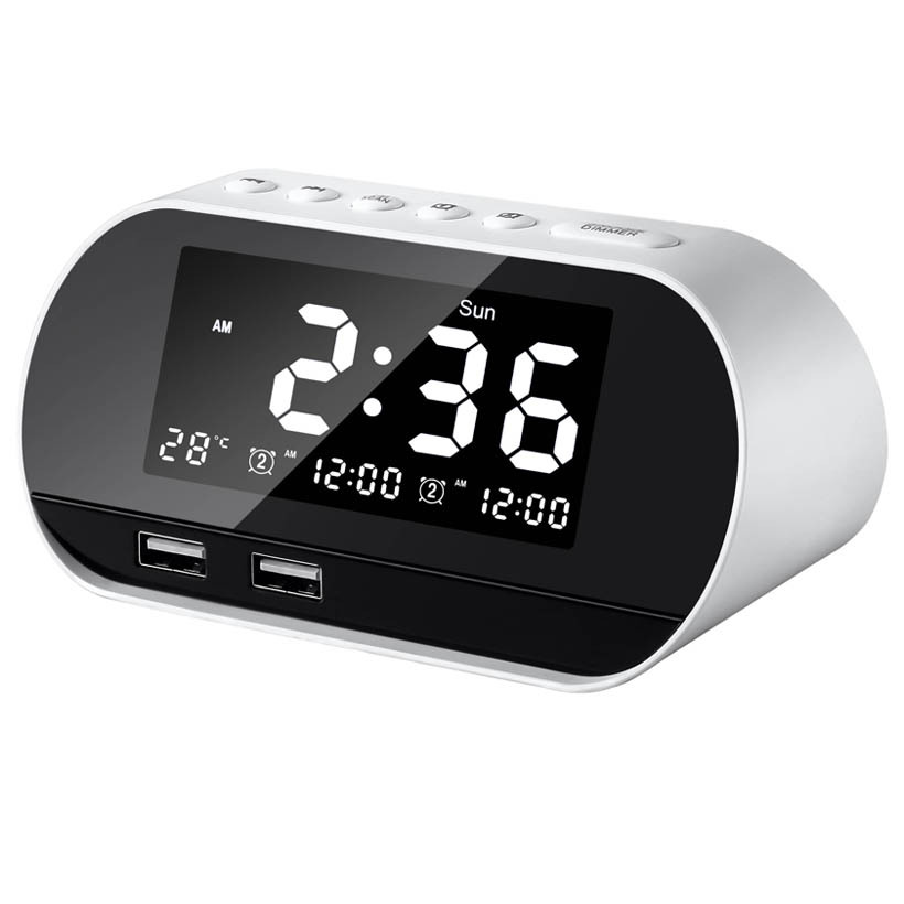 Amazon Hot Sale Dual USB Rechargeable Alarm Clock Smart Wireless Radio LCD Perpetual Calendar Temperature Clock Radio Amazon Hot Sale Dual USB Rechargeable Alarm Clock Smart Wireless Radio LCD Perpetual Calendar Temperature Clock Radio
