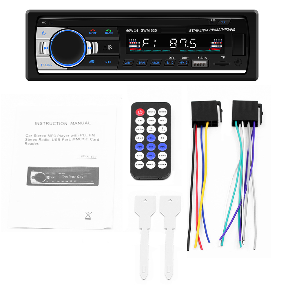 530 New Dual USB Car Charger MP3 Bluetooth Hands-Free Player Card U Disk Radio Car Audio