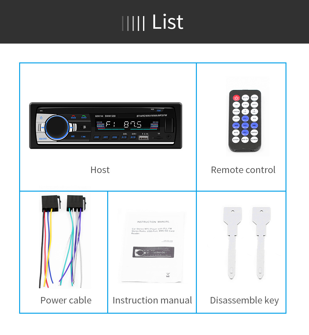 530 New Dual USB Car Charger MP3 Bluetooth Hands-Free Player Card U Disk Radio Car Audio