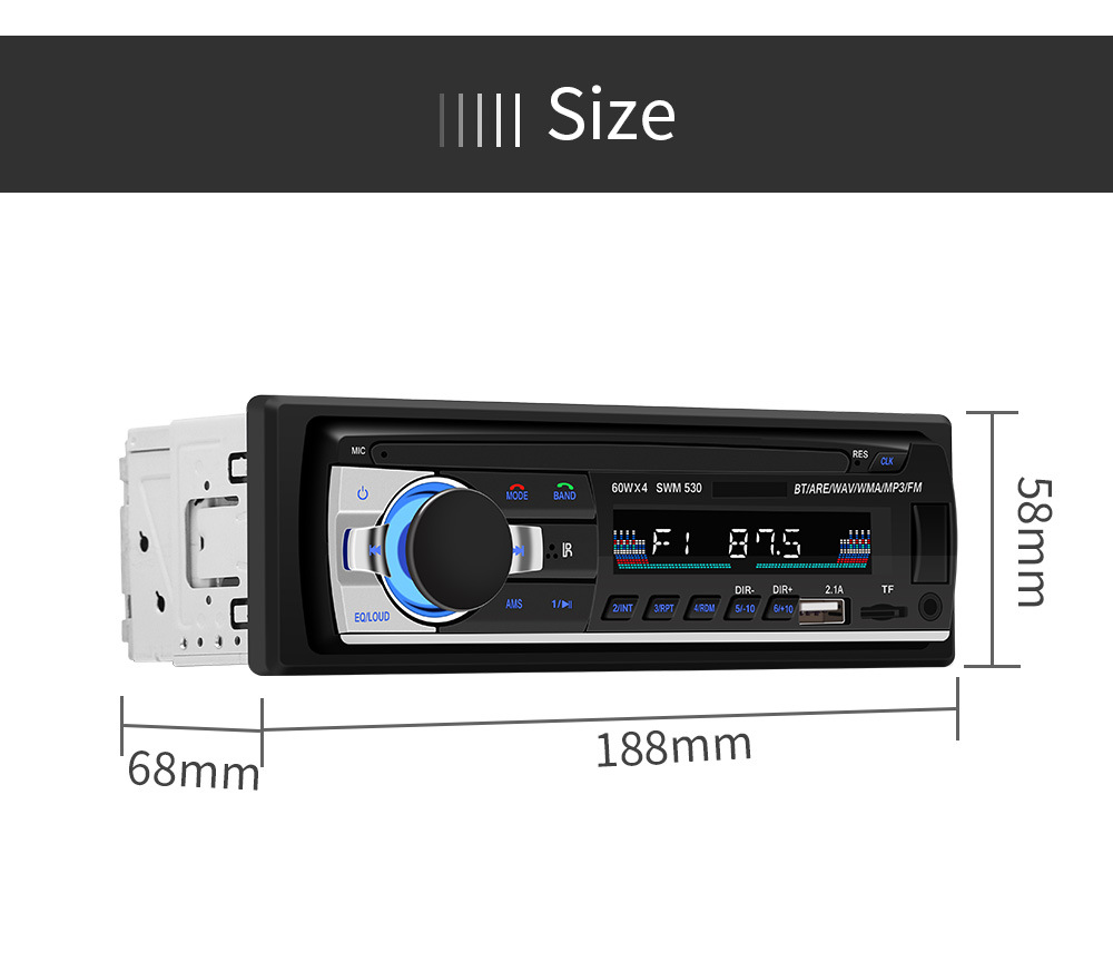 530 New Dual USB Car Charger MP3 Bluetooth Hands-Free Player Card U Disk Radio Car Audio