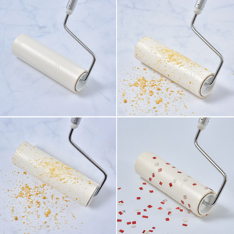 Tearable Lint Remover Roller Dust Sticking Paper Telescopic Long Handle Lint Remover Dust-Free Paper Scraps Floor