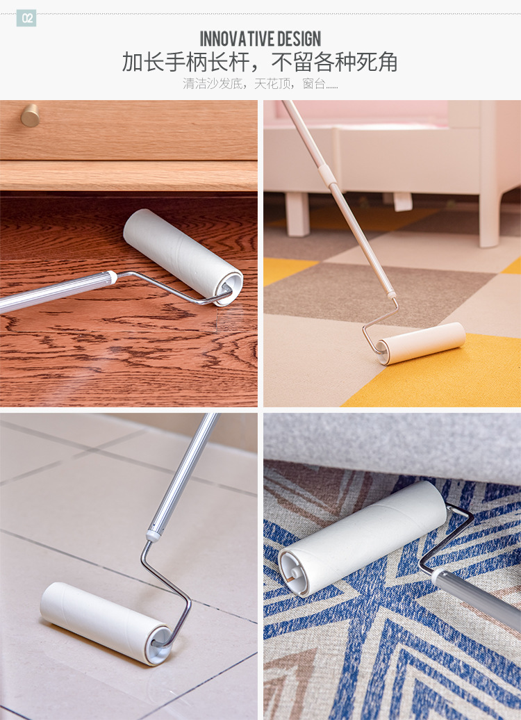 Tearable Lint Remover Roller Dust Sticking Paper Telescopic Long Handle Lint Remover Dust-Free Paper Scraps Floor Tearable Lint Remover Roller Dust Sticking Paper Telescopic Long Handle Lint Remover Dust-Free Paper Scraps Floor