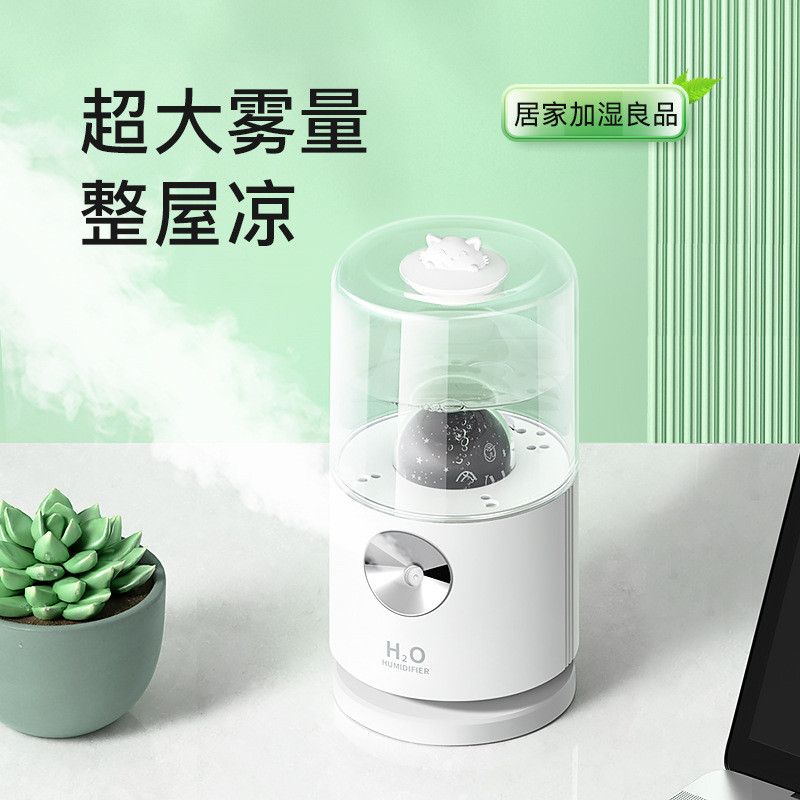 2021 New Rotating Projector Humidifier USB Built-in Battery Humidifier Bedroom Noiseless Humidifier Source