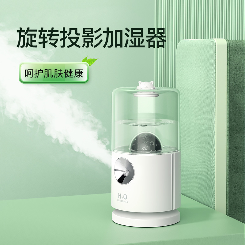 2021 New Rotating Projector Humidifier USB Built-in Battery Humidifier Bedroom Noiseless Humidifier Source