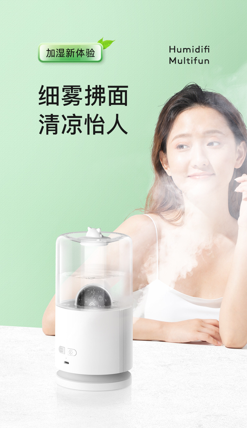 2021 New Rotating Projector Humidifier USB Built-in Battery Humidifier Bedroom Noiseless Humidifier Source
