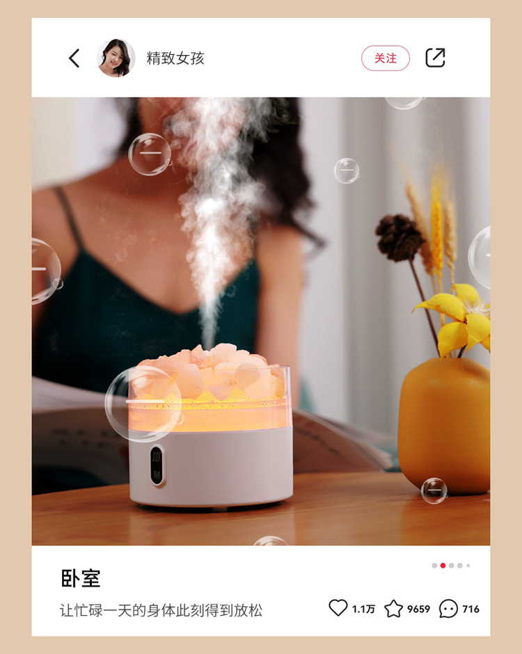 New Home Large Capacity Anion Natural Crystal Rock Night Light Salt Stone USB Aroma Diffuser Humidifier