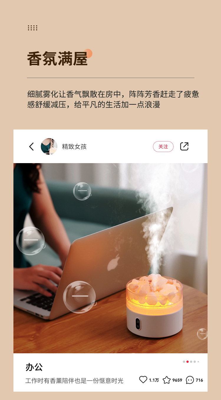 New Home Large Capacity Anion Natural Crystal Rock Night Light Salt Stone USB Aroma Diffuser Humidifier