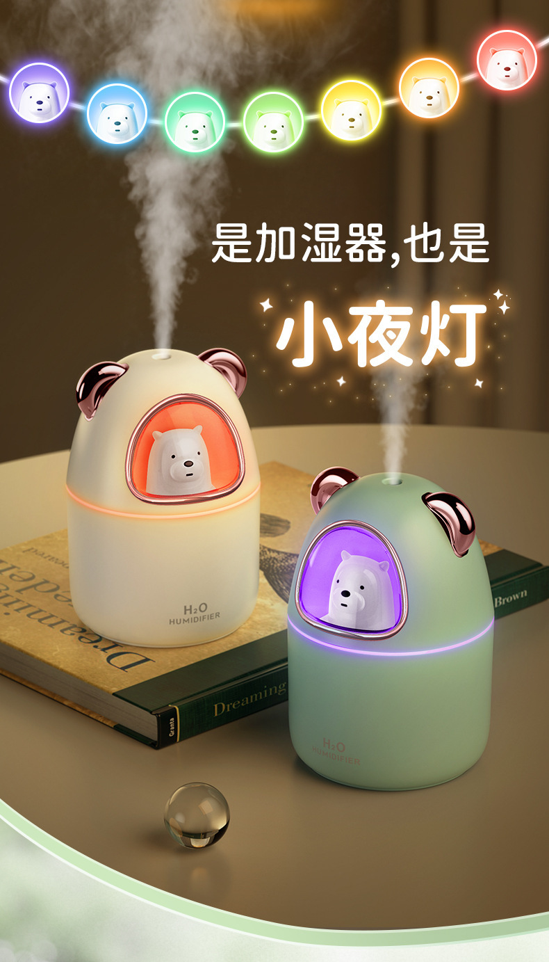 Cute Tiger Cute Bear Humidifier Household Heavy Fog Car Mute Atomizer Desktop Cute Pet Humidifier Wholesale