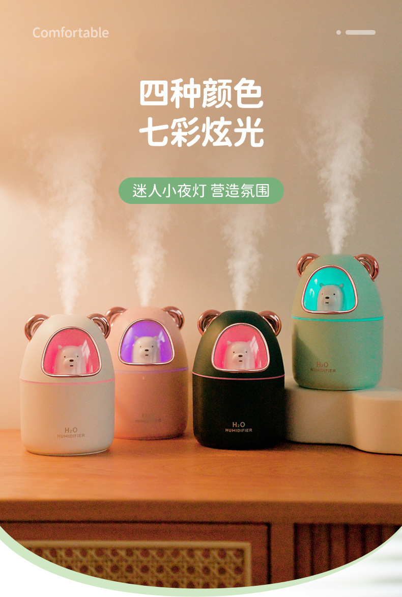 Cute Tiger Cute Bear Humidifier Household Heavy Fog Car Mute Atomizer Desktop Cute Pet Humidifier Wholesale