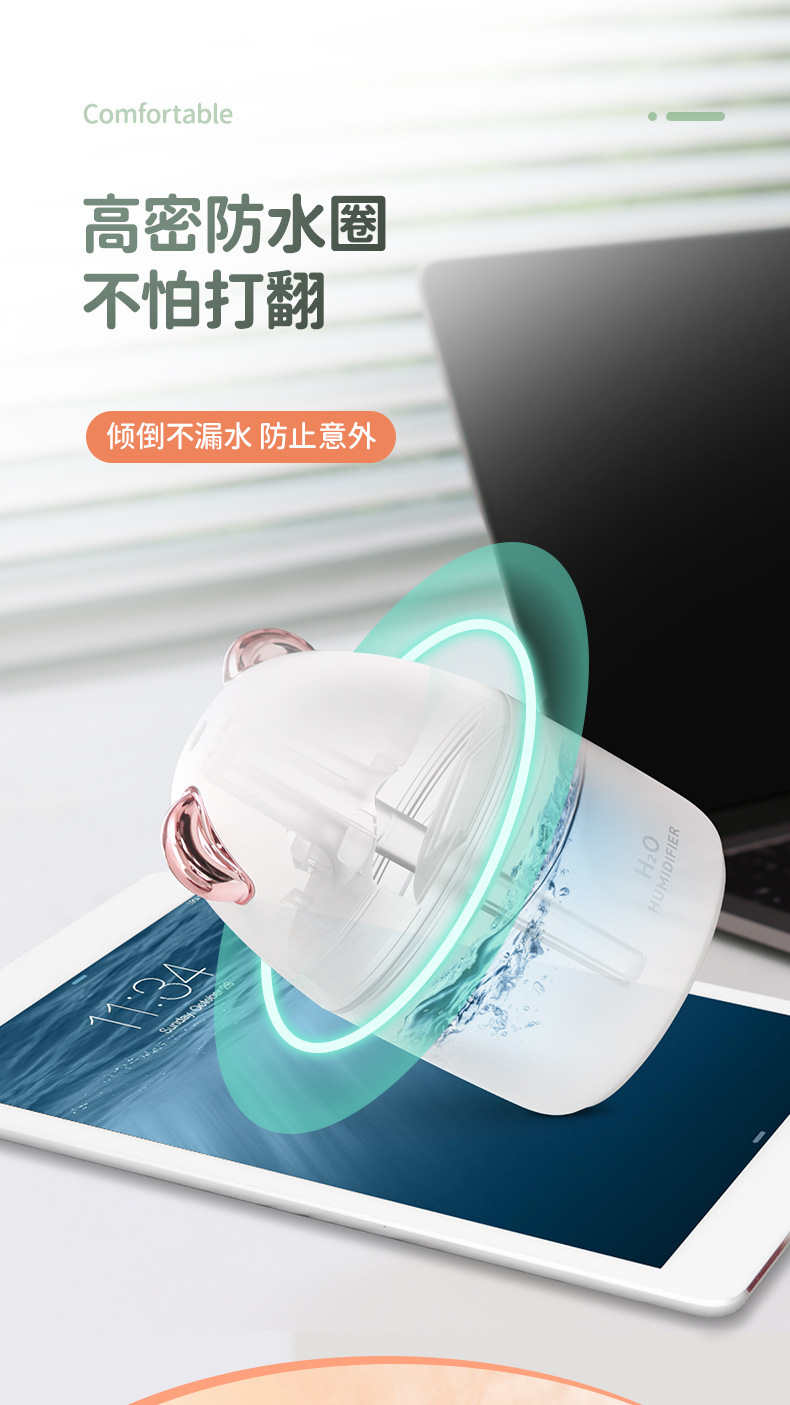 Cute Tiger Cute Bear Humidifier Household Heavy Fog Car Mute Atomizer Desktop Cute Pet Humidifier Wholesale