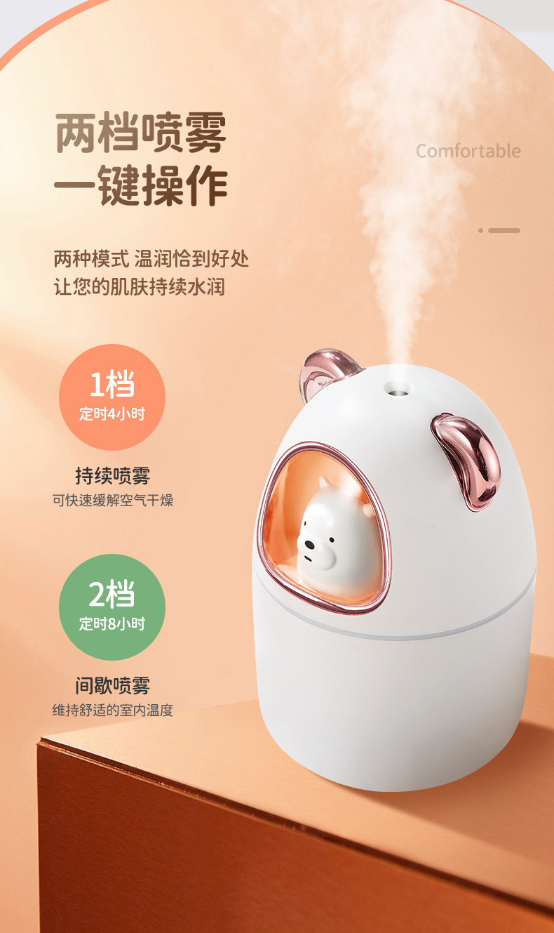 Cute Tiger Cute Bear Humidifier Household Heavy Fog Car Mute Atomizer Desktop Cute Pet Humidifier Wholesale