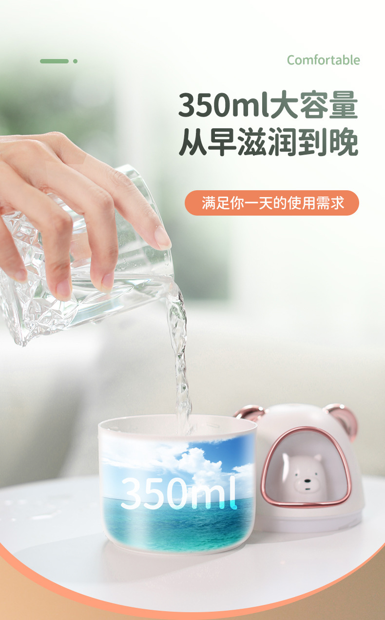 Cute Tiger Cute Bear Humidifier Household Heavy Fog Car Mute Atomizer Desktop Cute Pet Humidifier Wholesale