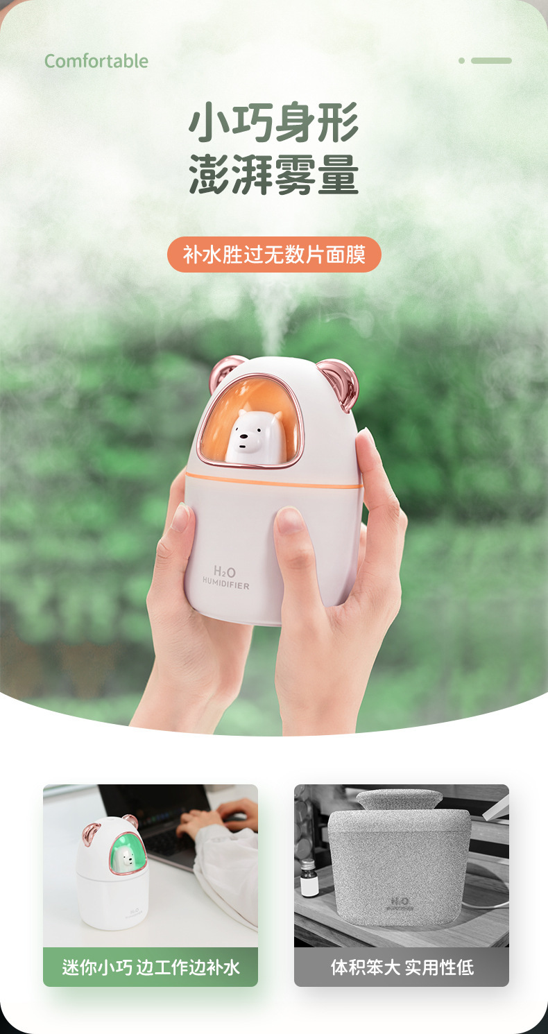 Cute Tiger Cute Bear Humidifier Household Heavy Fog Car Mute Atomizer Desktop Cute Pet Humidifier Wholesale