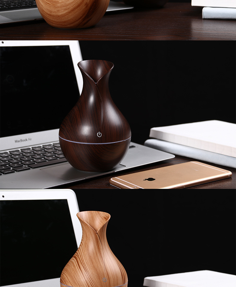 Creative USB Heavy Fog Wood Grain Vase Humidifier Aroma Diffuser Car Office Home Creative USB Heavy Fog Wood Grain Vase Humidifier Aroma Diffuser Car Office Home
